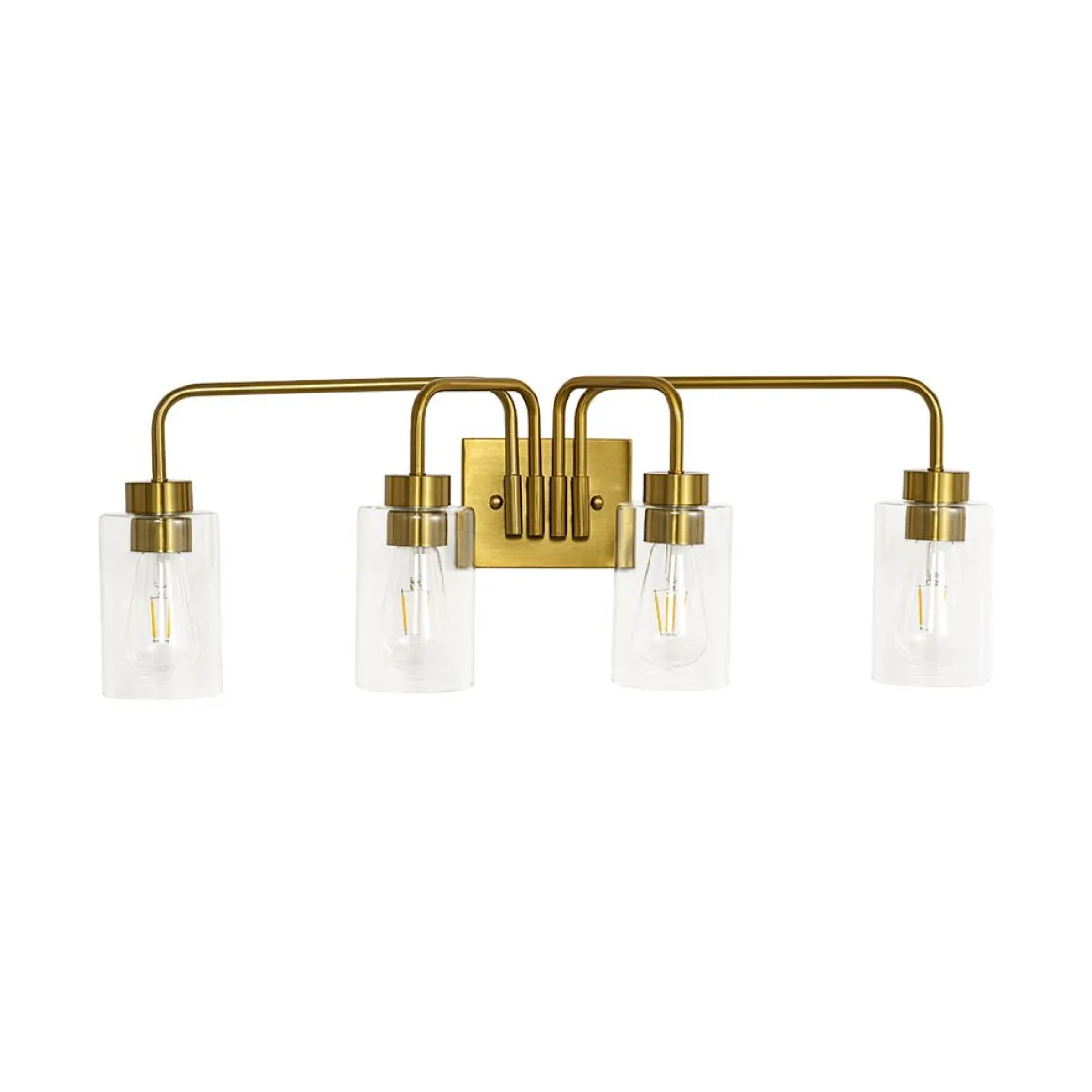 4-Light Adjustable Glass Cylinder Vanity Wall Lamp