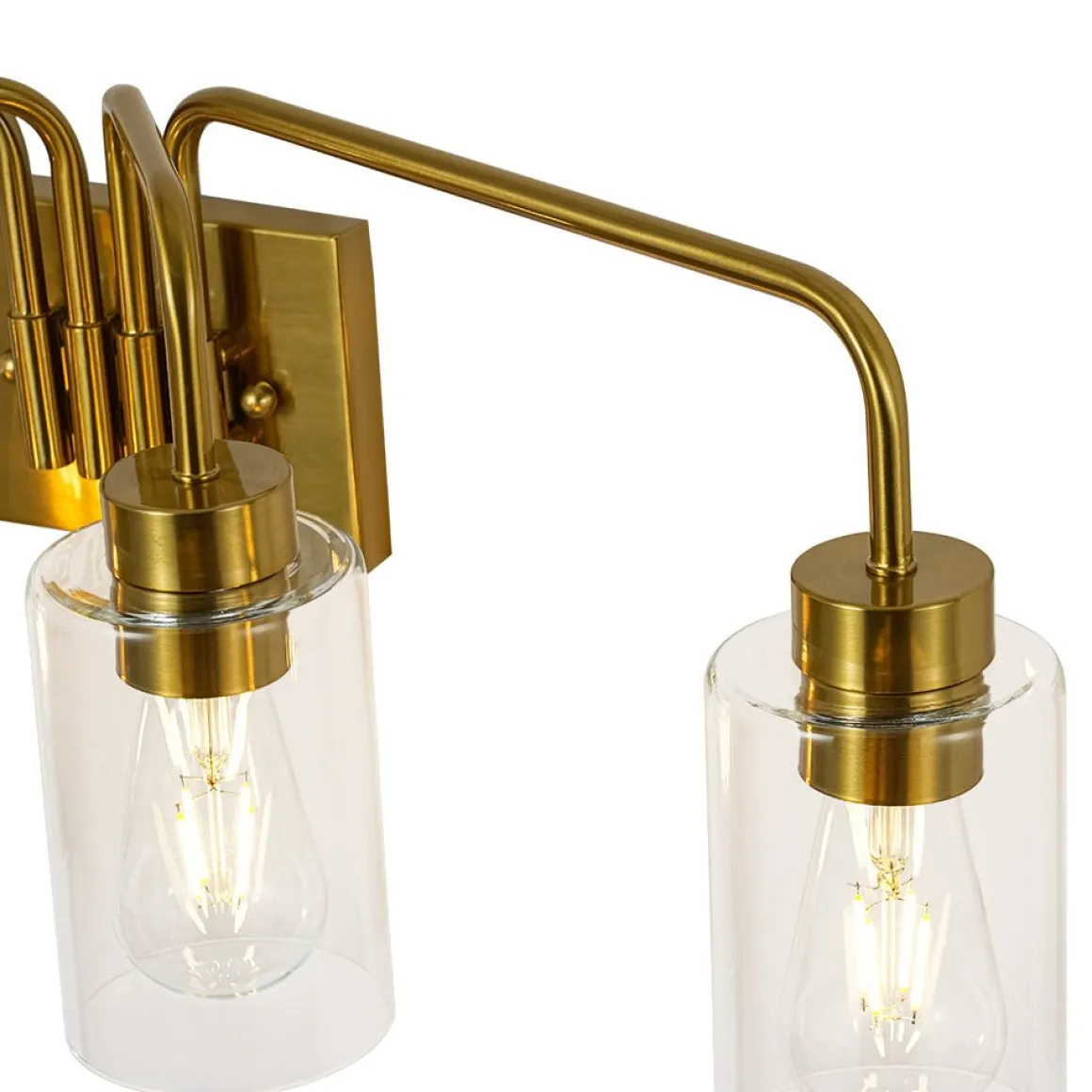 4-Light Adjustable Glass Cylinder Vanity Wall Lamp