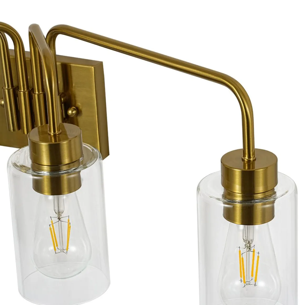 4-Light Adjustable Glass Cylinder Vanity Wall Lamp