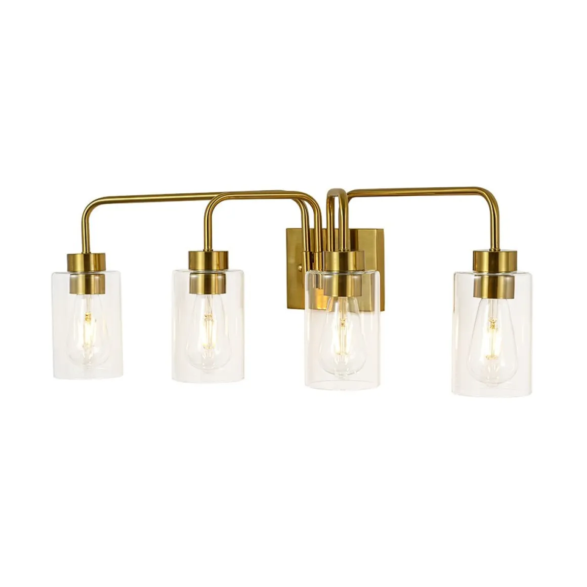 4-Light Adjustable Glass Cylinder Vanity Wall Lamp