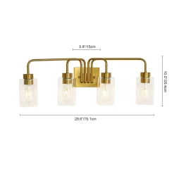 4-Light Adjustable Glass Cylinder Vanity Wall Lamp