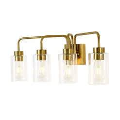 4-Light Adjustable Glass Cylinder Vanity Wall Lamp