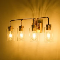 4-Light Adjustable Glass Cylinder Vanity Wall Lamp