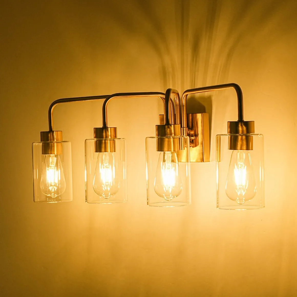 4-Light Adjustable Glass Cylinder Vanity Wall Lamp