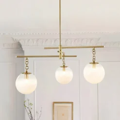 3-light Adjustable Gradual White Glass Globe Sputnik Chandelier