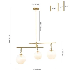 3-light Adjustable Gradual White Glass Globe Sputnik Chandelier