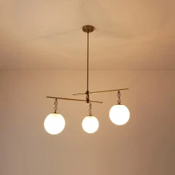 3-light Adjustable Gradual White Glass Globe Sputnik Chandelier