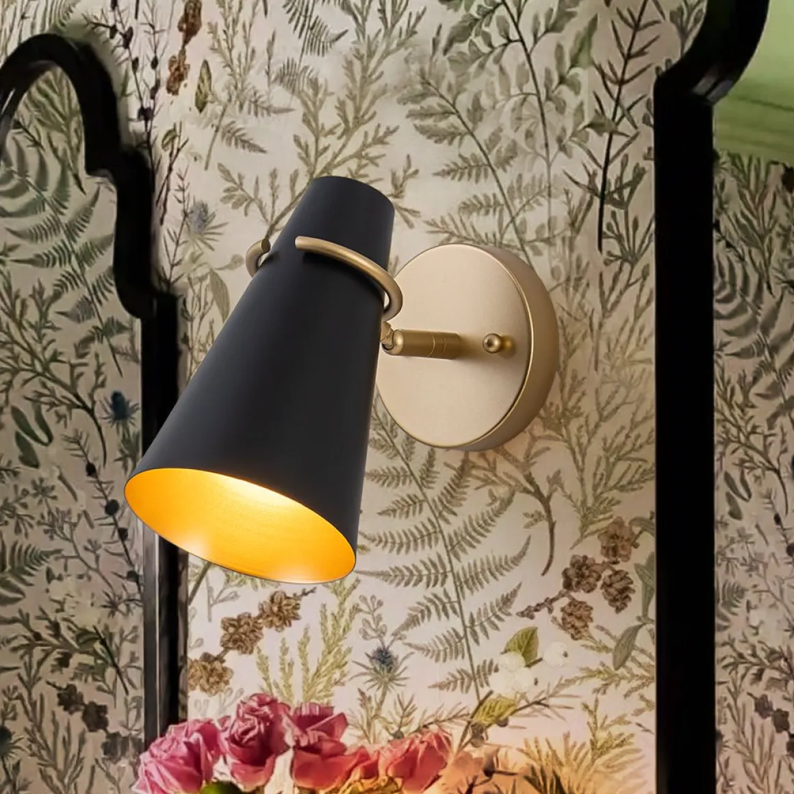 1-Light Adjustable Head Metal Cone Vanity Wall Sconce