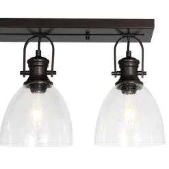 3-Light Adjustable Seeded Glass Linear Semi Flush Mount