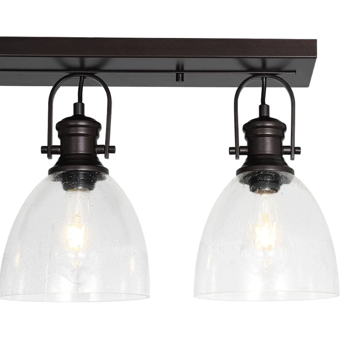 3-Light Adjustable Seeded Glass Linear Semi Flush Mount