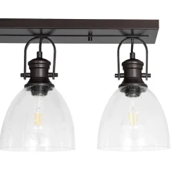 3-Light Adjustable Seeded Glass Linear Semi Flush Mount
