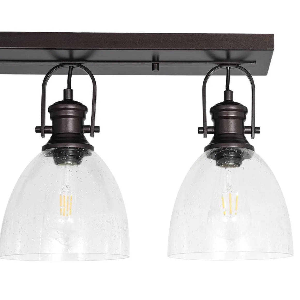 3-Light Adjustable Seeded Glass Linear Semi Flush Mount
