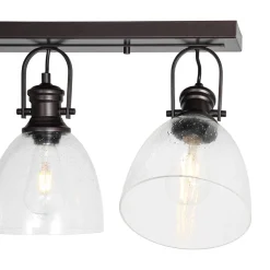 3-Light Adjustable Seeded Glass Linear Semi Flush Mount