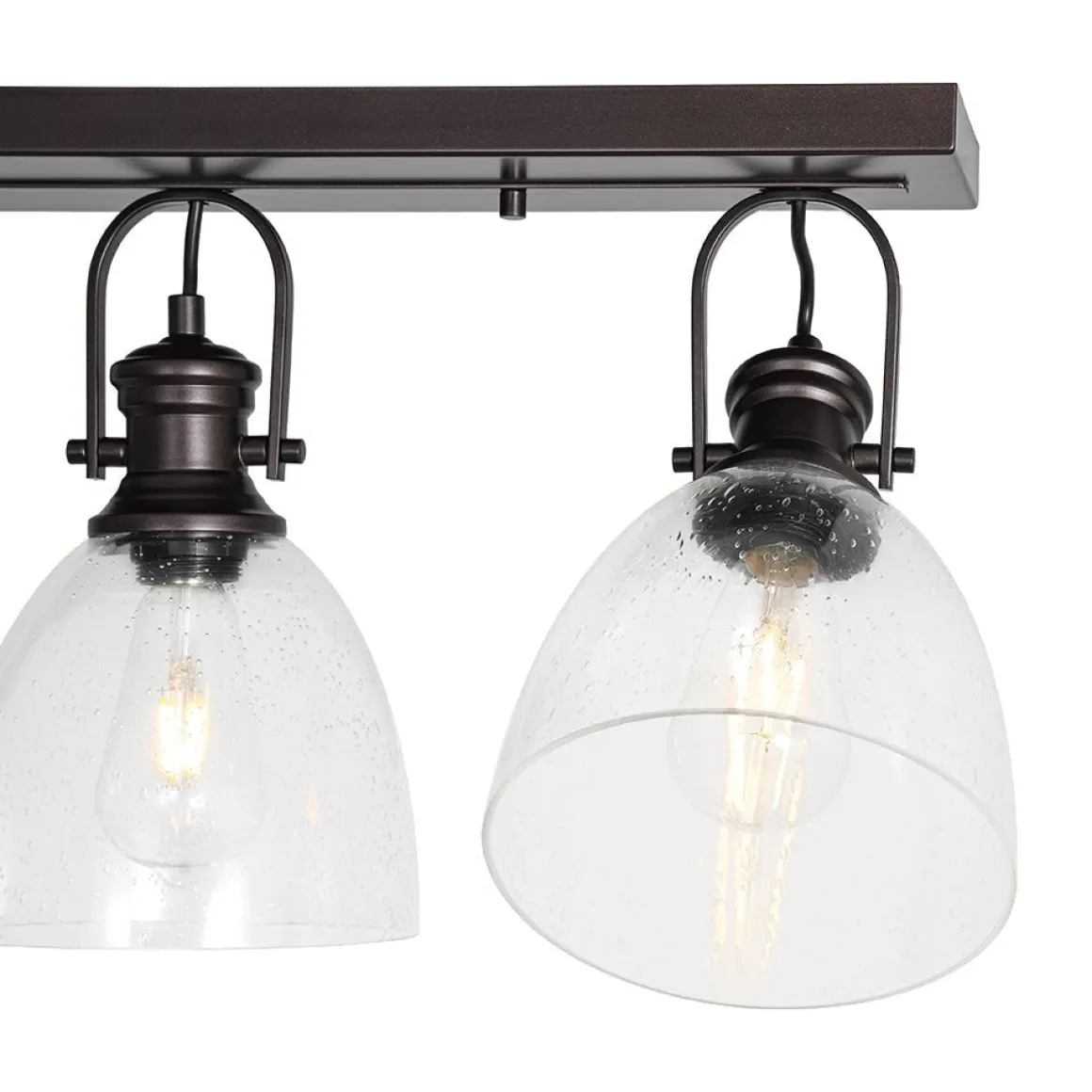 3-Light Adjustable Seeded Glass Linear Semi Flush Mount