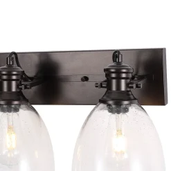 3-Light Adjustable Seeded Glass Linear Semi Flush Mount