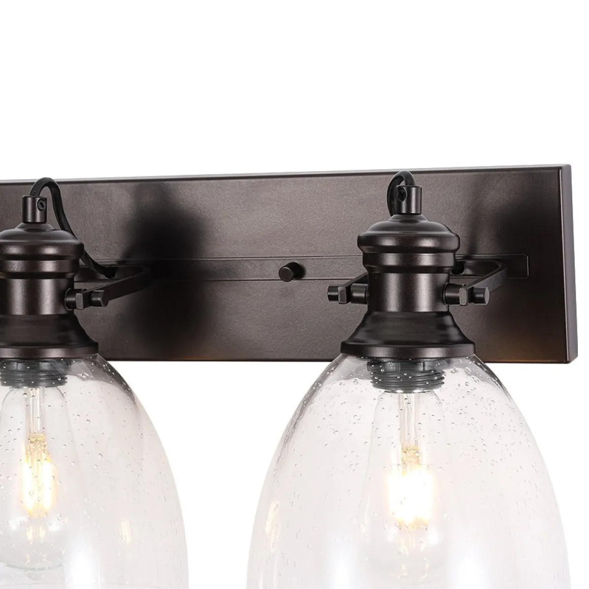 3-Light Adjustable Seeded Glass Linear Semi Flush Mount