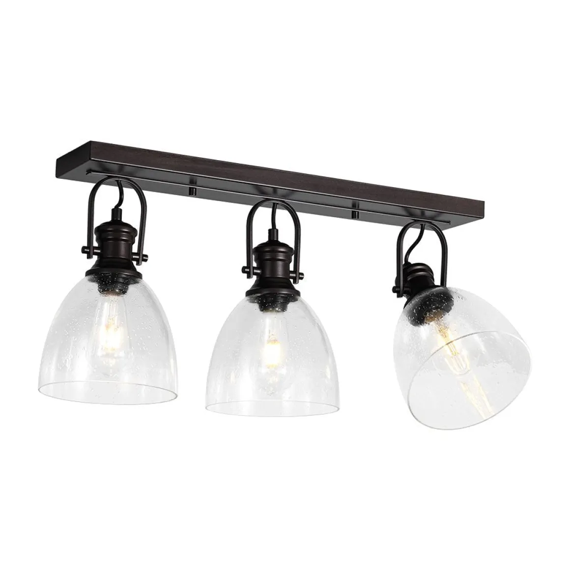 3-Light Adjustable Seeded Glass Linear Semi Flush Mount