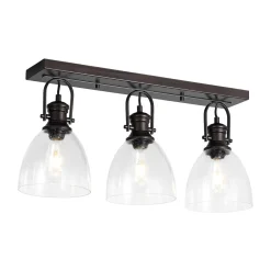 3-Light Adjustable Seeded Glass Linear Semi Flush Mount