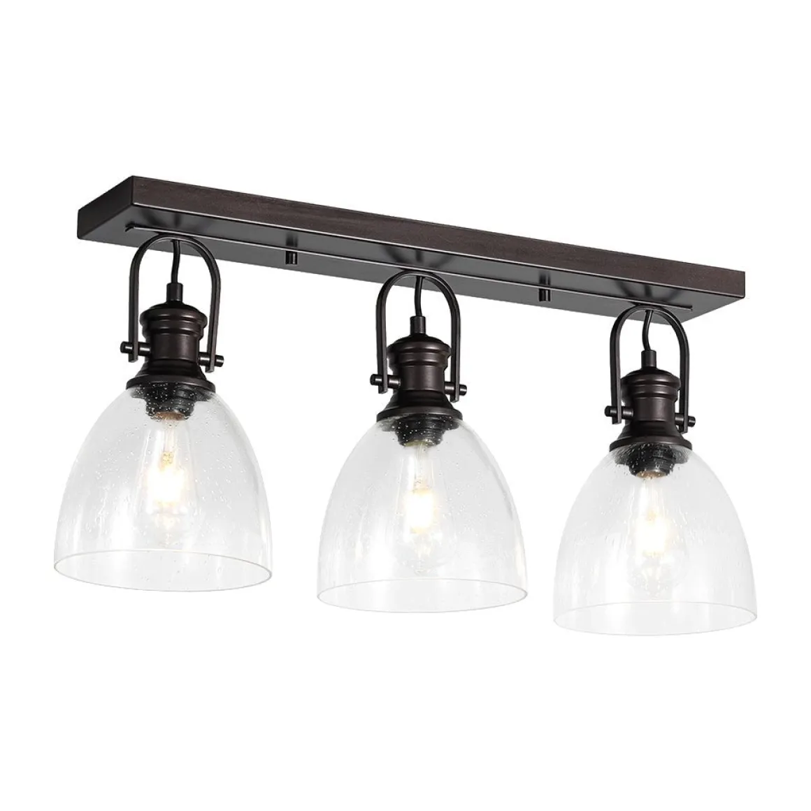 3-Light Adjustable Seeded Glass Linear Semi Flush Mount