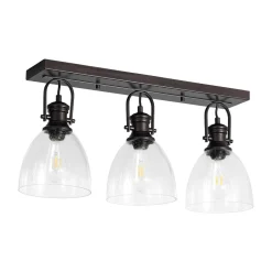 3-Light Adjustable Seeded Glass Linear Semi Flush Mount