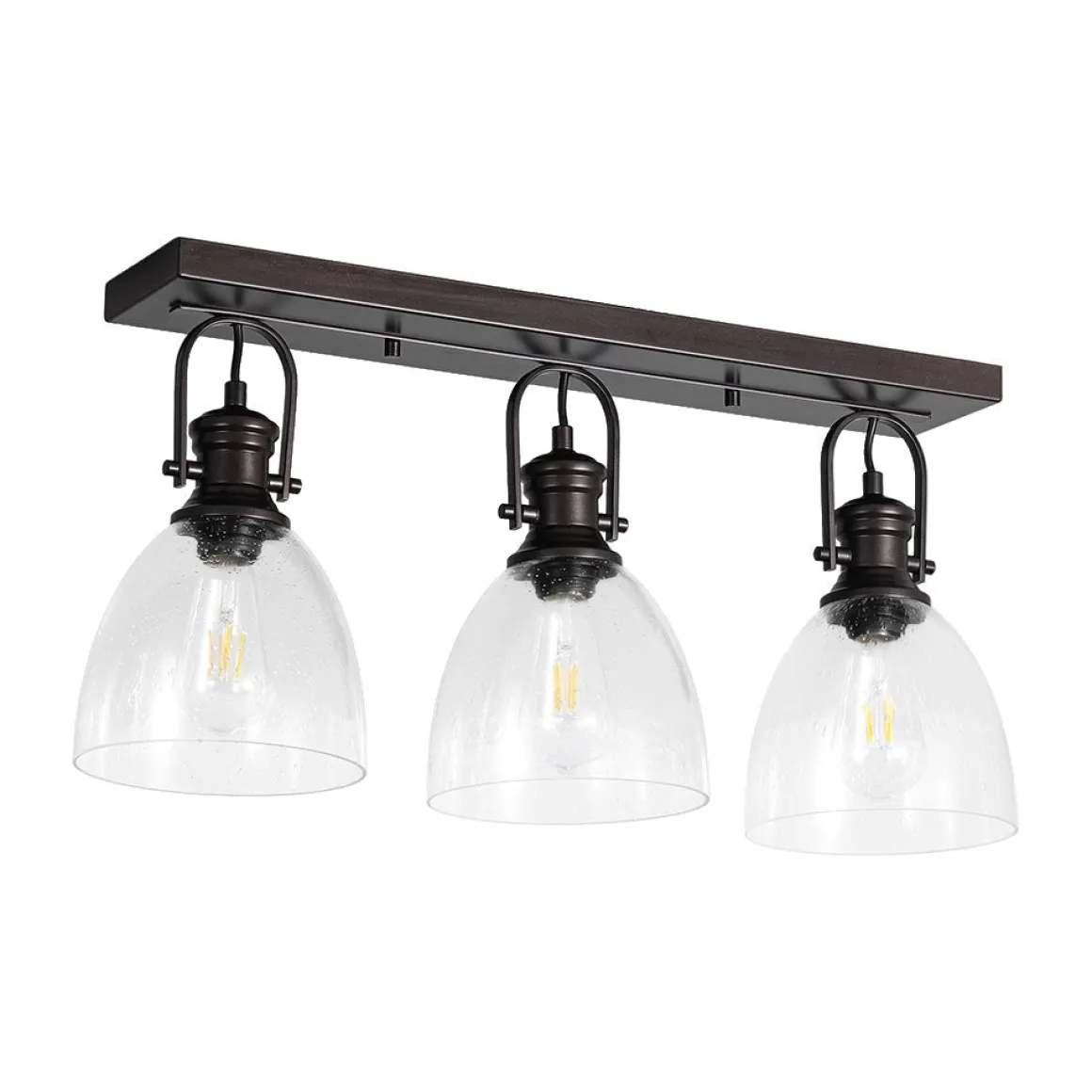 3-Light Adjustable Seeded Glass Linear Semi Flush Mount