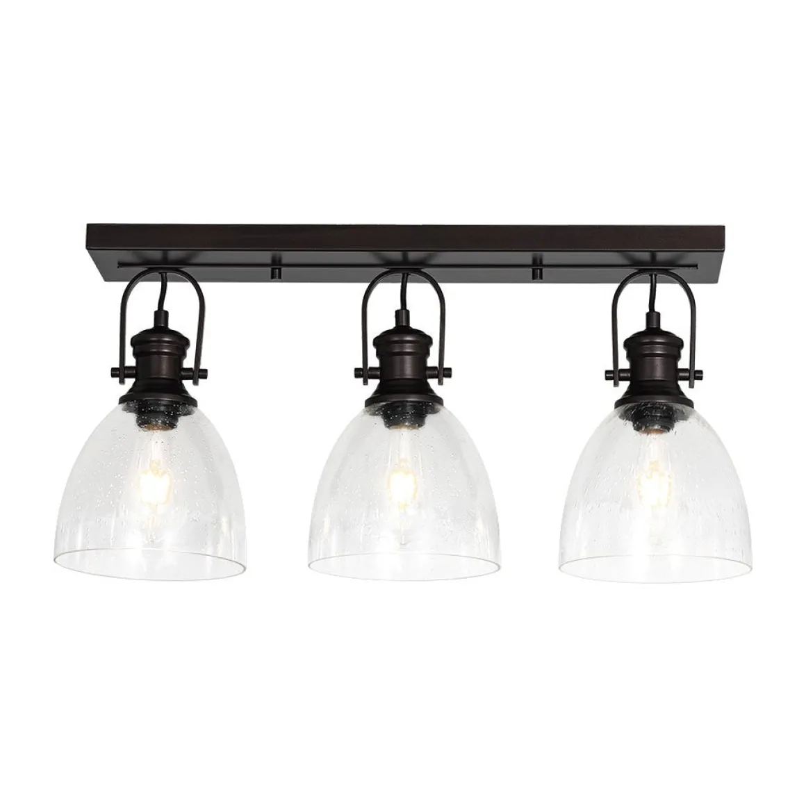 3-Light Adjustable Seeded Glass Linear Semi Flush Mount