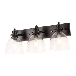 3-Light Adjustable Seeded Glass Linear Semi Flush Mount