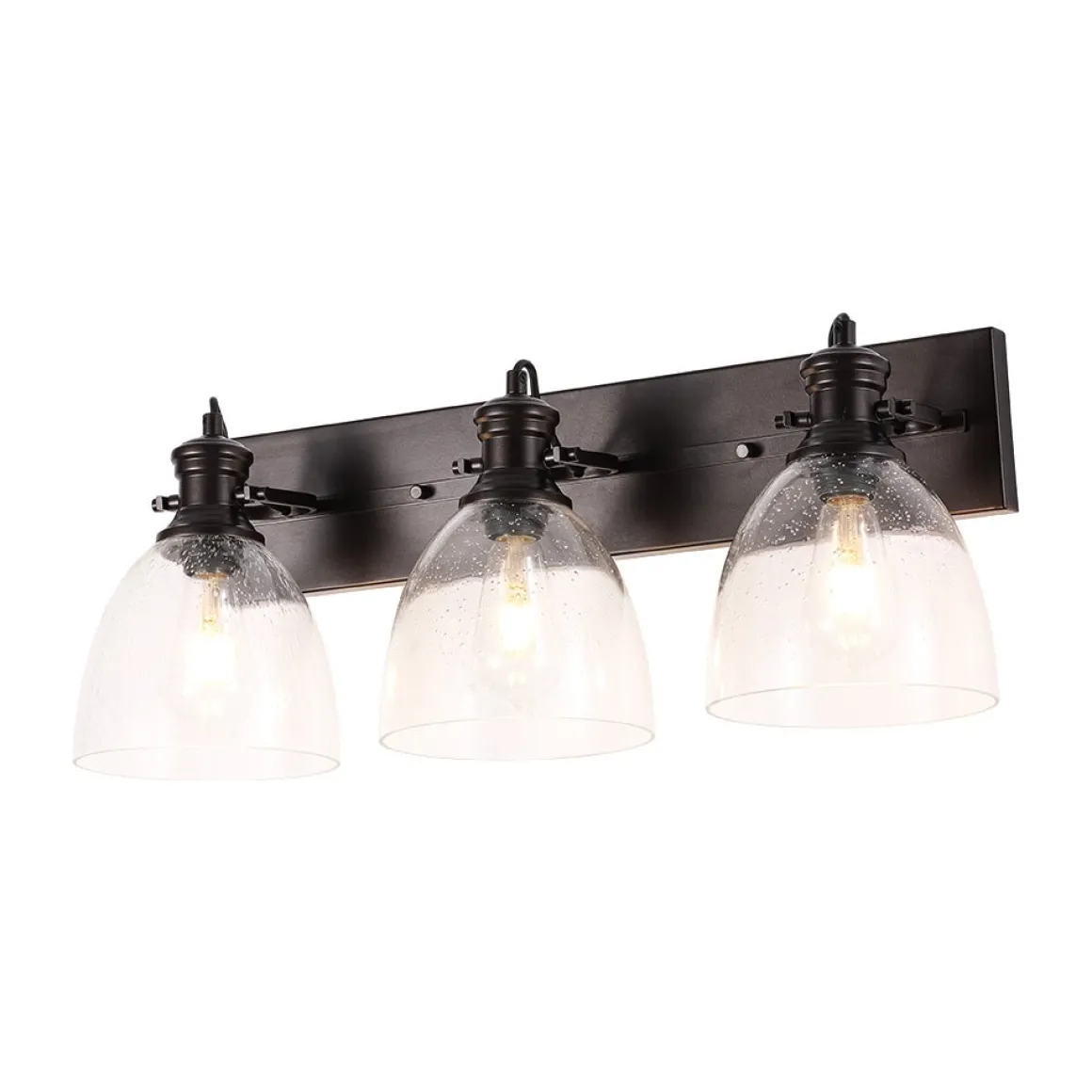 3-Light Adjustable Seeded Glass Linear Semi Flush Mount