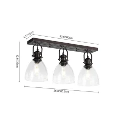 3-Light Adjustable Seeded Glass Linear Semi Flush Mount