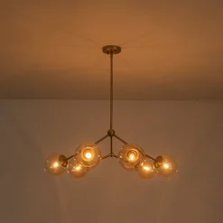 6-Light Amber Glass Globe Branch Sputnik Chandelier
