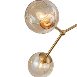 6-Light Amber Glass Globe Branch Sputnik Chandelier