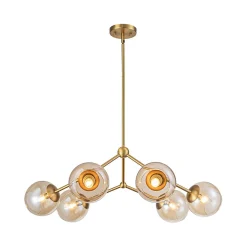 6-Light Amber Glass Globe Branch Sputnik Chandelier