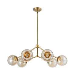 6-Light Amber Glass Globe Branch Sputnik Chandelier