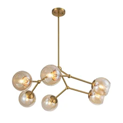6-Light Amber Glass Globe Branch Sputnik Chandelier