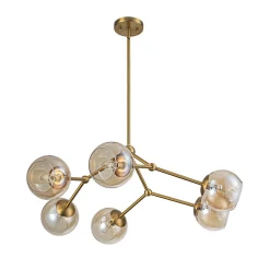 6-Light Amber Glass Globe Branch Sputnik Chandelier