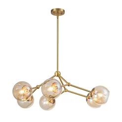 6-Light Amber Glass Globe Branch Sputnik Chandelier