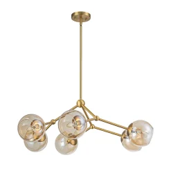 6-Light Amber Glass Globe Branch Sputnik Chandelier