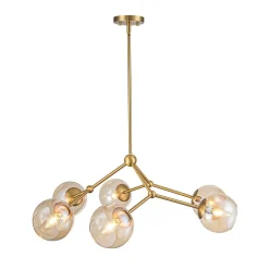 6-Light Amber Glass Globe Branch Sputnik Chandelier