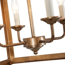 4-light Antique Bronze Candle Square Lantern Semi Flush