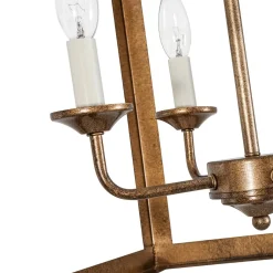 4-light Antique Bronze Candle Square Lantern Semi Flush