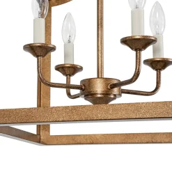 4-light Antique Bronze Candle Square Lantern Semi Flush