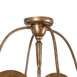 4-light Antique Bronze Candle Square Lantern Semi Flush