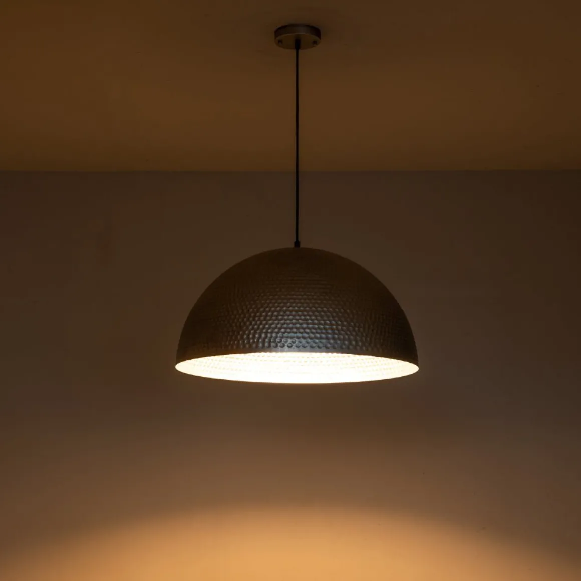 1-Light Antique Oversized Hammered Dome Pendant Light