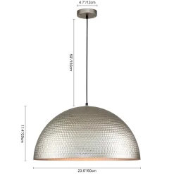 1-Light Antique Oversized Hammered Dome Pendant Light