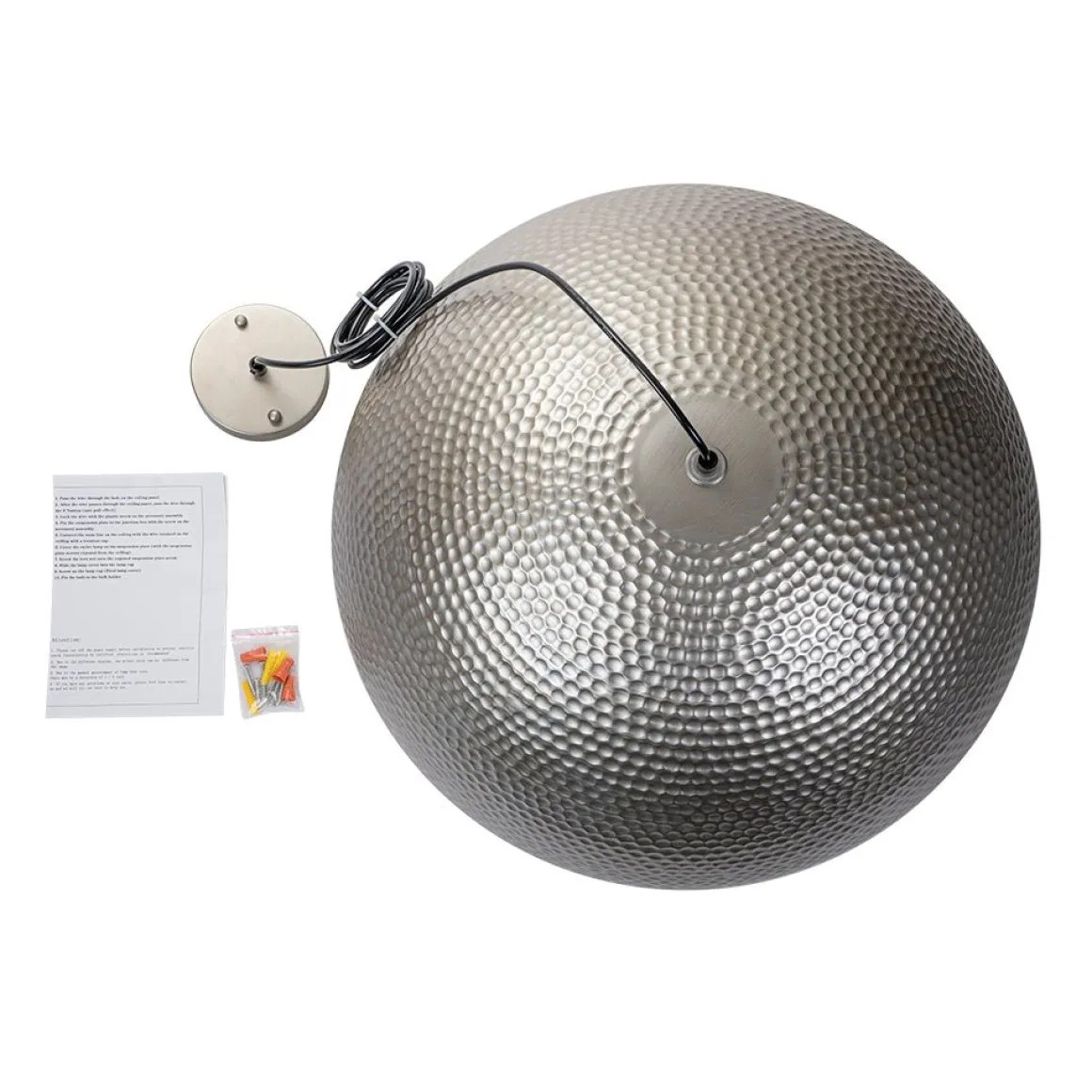 1-Light Antique Oversized Hammered Dome Pendant Light
