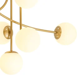 6‑Light Arch Opal Glass Globe Bubble Semi Flush Chandelier