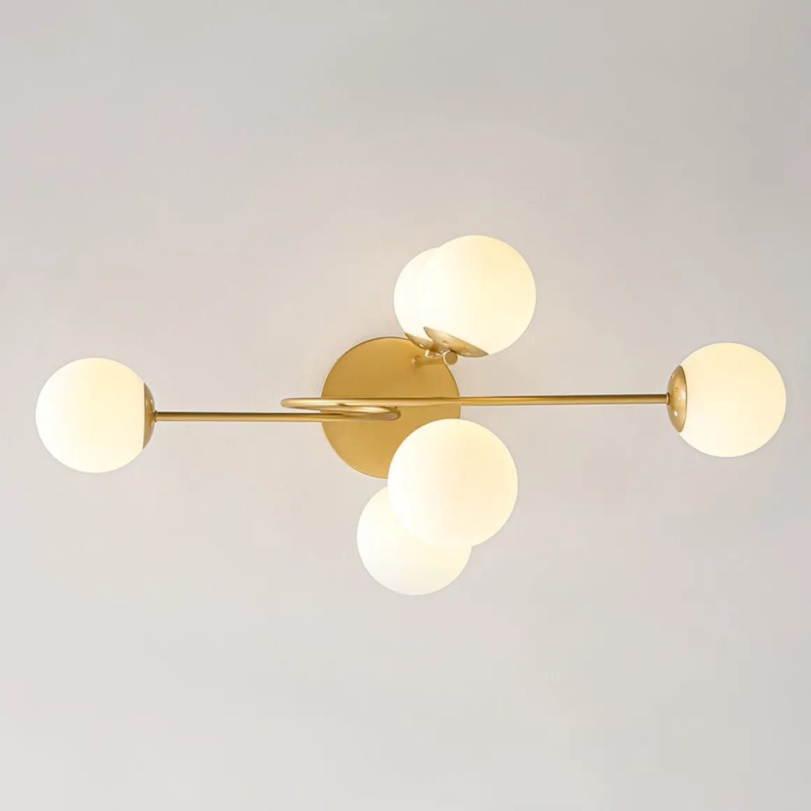 6‑Light Arch Opal Glass Globe Bubble Semi Flush Chandelier
