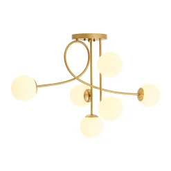 6‑Light Arch Opal Glass Globe Bubble Semi Flush Chandelier