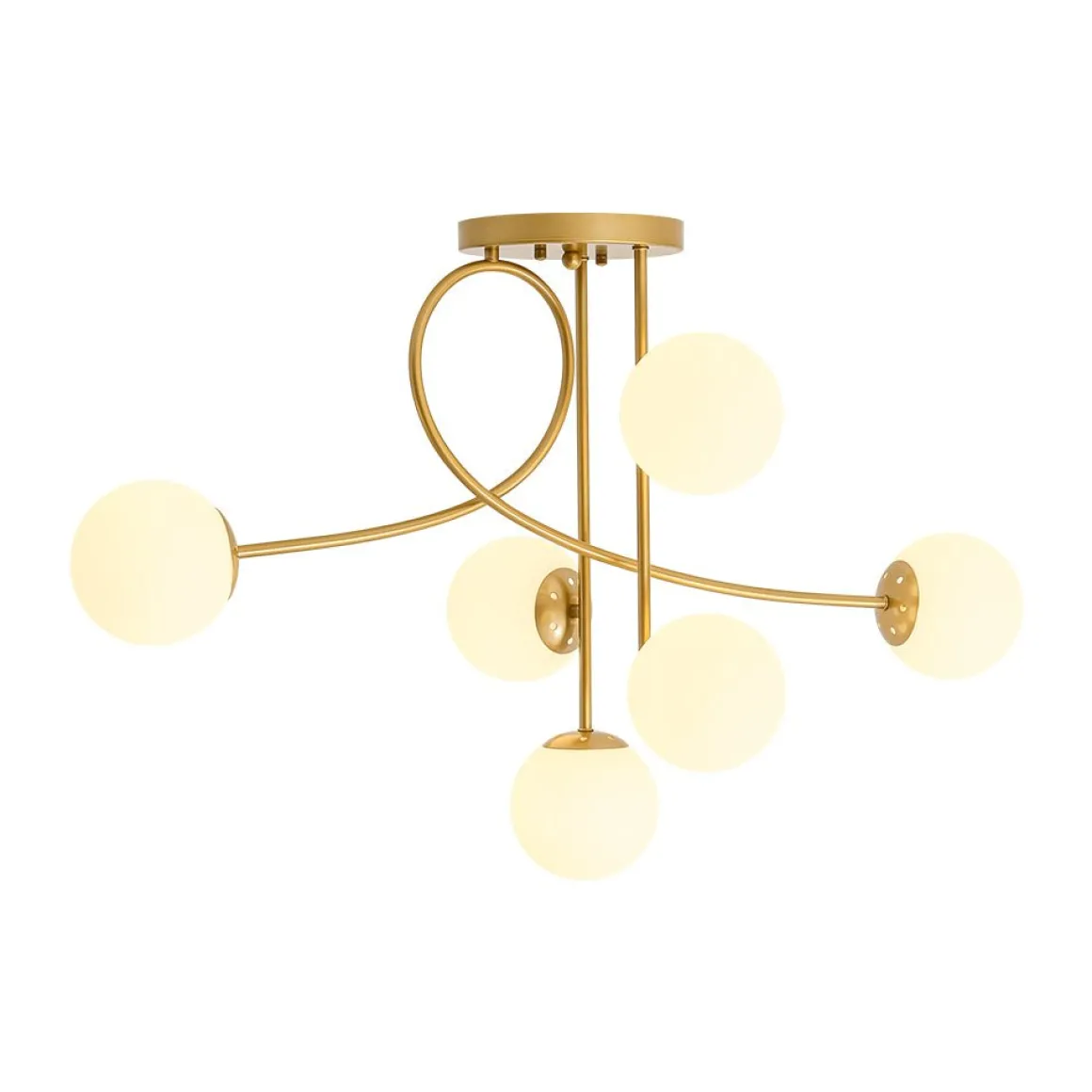 6‑Light Arch Opal Glass Globe Bubble Semi Flush Chandelier