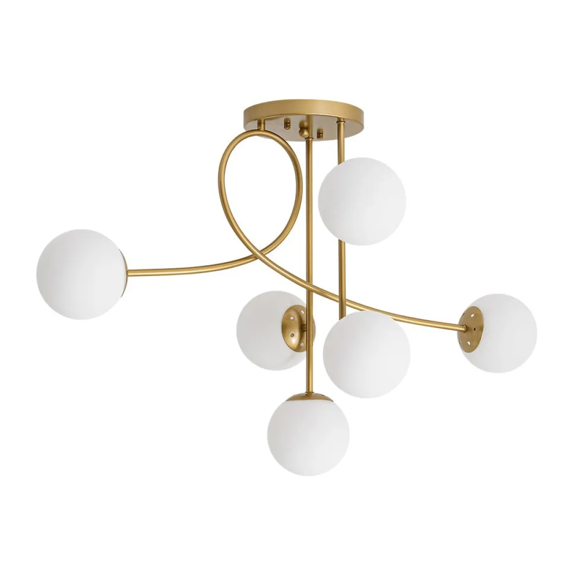 6‑Light Arch Opal Glass Globe Bubble Semi Flush Chandelier